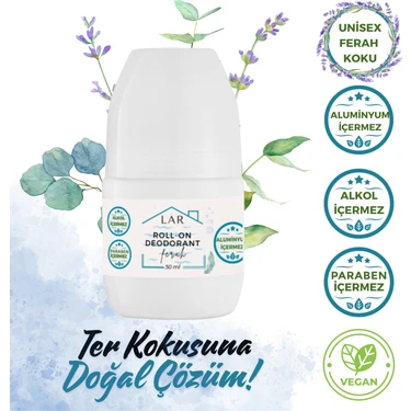 Lar Herbal Alüminyumsuz Alkolsüz Parabensiz Vegan Unisex Ferah Kokulu Roll-on Deodorant 1 adet