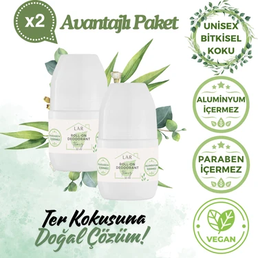 Lar Herbal Alüminyumsuz Parabensiz Vegan Unisex Temiz Kokulu Roll-on Deodorant 2li Avantajlı Paket