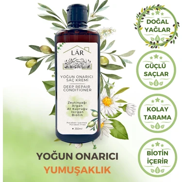 Lar Herbal Parabensiz Doğal Yağlar ile Zengin İçerikli Yoğun Onarıcı Saç Kremi-350