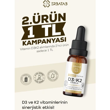 Erbatab Vitamin D3 K2 2'si 1 Arada