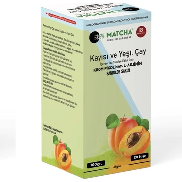 Bilge İlaç Matcha Premium Japanese Matcha Kayısı Aromalı Detox Form Çayı, 1