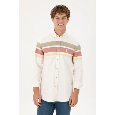 U.S. Polo Assn. Erkek Krem Gömlek Desenli