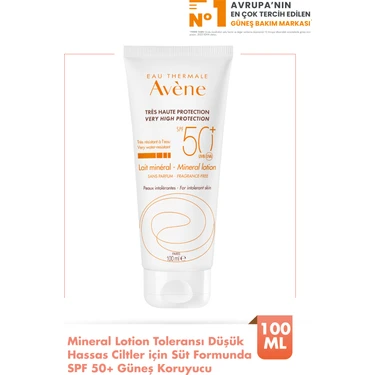 AVENE Lait Mineral Lotion SPF 50+ 100 ml Mineral İçerikli Güneş Koruma