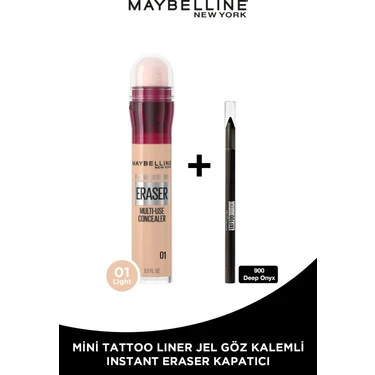 Maybelline New York Instant Anti Age Eraser Kapatıcı - 01 Light + Tat Liner Gel Pencil Göz Kalemi