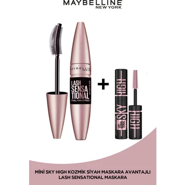 Maybelline New York Lash Sensational Yelpaze Etkili Intense Black Maskara - Ekstra Siyah + Sky High