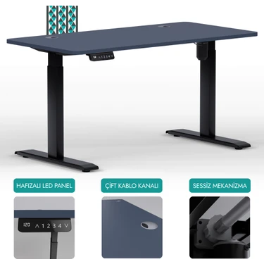 Karr Office O-Flex Tek Motorlu Elektrikli Yükseklik Ayarlı Masa - 120x60 - Pasifik