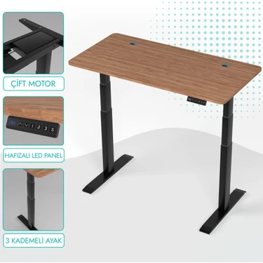 Karr Office O-Flex Duo Çift Motorlu Elektrikli Yükseklik Ayarlı Masa - 120x60 -