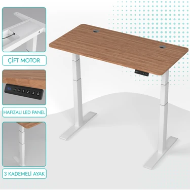 Karr Office O-Flex Duo Çift Motorlu Elektrikli Yükseklik Ayarlı Masa - 120x60 -