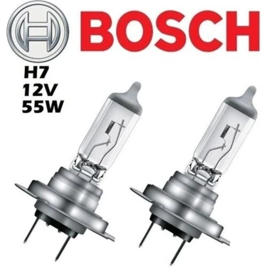 Bosch H7 Far Ampulü 55W Beyaz Işık Dahili LED Yüksek Performanslı Uzun Ömürlü 2'li