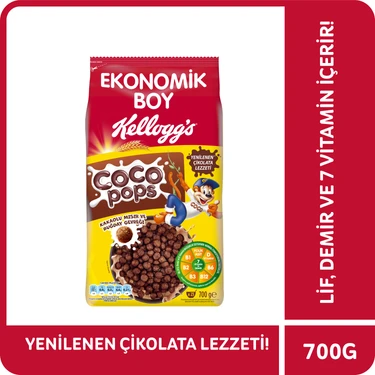 Kellogg's Coco Pops Çikolatalı Buğday ve Mısır Gevreği 700 Gr; Lif; Demir ve 6 Vitamin