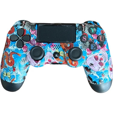 Yues Ps4 Uyumlu Dualshock 4 Kablosuz Joystick Wireless PS4 Oyun Kolu Kurukafa Party (Ps4 / Pc