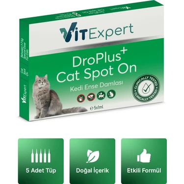 Vitexpert Kedi Ense Damla Bit Pire Kene Bakımı Dış Parazit 5 x 1 ml Bitkisel Damlası 1-7 kg 5