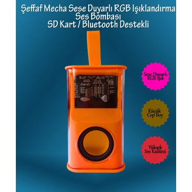 Taşınabilir Mini Boy RGB Sese Duyarlı Bluetooth Hoparlör 360