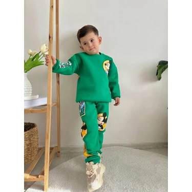 Sacro Kids  Disney Baskılı Eşofman-Sweatshirt 3 Iplik Kışlık Şardonlu Erkek Çocuk