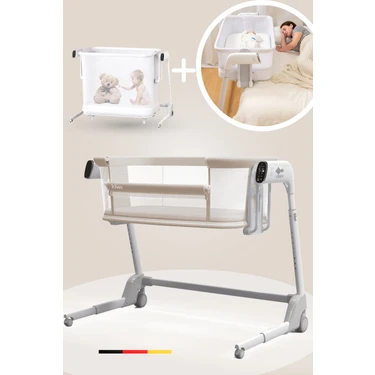 Kiwi Cozy Premium 3in1 Ağlamaya Duyarlı Anne Yanı Beşik, Park Yatak White Noise ile Kesintisiz Uyku