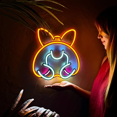 Tol Camp Corgi Neon LED Duvar Dekoru - Modern ve Şık Metal Üzerine Neon Duvar Süsü | 31 cm x 31.5