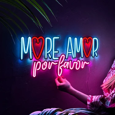 Tol Camp More Amor Neon - Metal Üzerine Dekoratif Renkli Işıklı Duvar Aydınlatması Tablo Tabela |