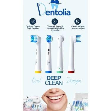 Dentolia Oral-B Uyumlu Şarjlı Ve Pilli Diş Fırçası Yedek Başlığı 4 Adet Deep