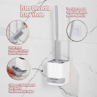Porsima 2026 Pratik Temizlik Tuvalet Fırçalığı Banyo Tuvalet Klozet Fırçası Wc
