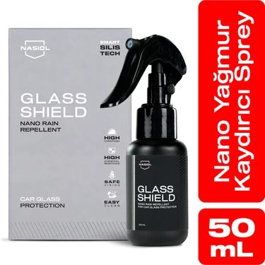 Nasiol Glasshield Nano Yağmur Kaydırıcı-Cam Yüzey Seramik Kaplama Spreyi-2 Yıl Dayanım-50ml-Su