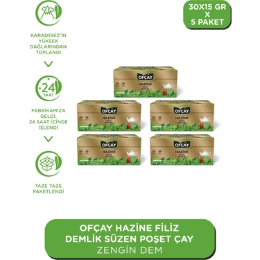 Ofçay Hazine Zengindem Demlik Poşet Çay 30 x 15 gr 5 Paket Sade