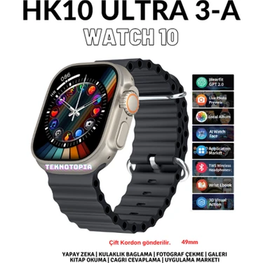 HK10 Ultra 3-A Amoled Ekran Watch 10 Serisi Akıllı Saat Yapay Zeka Bildirim Okuma Çağrı Cevaplama