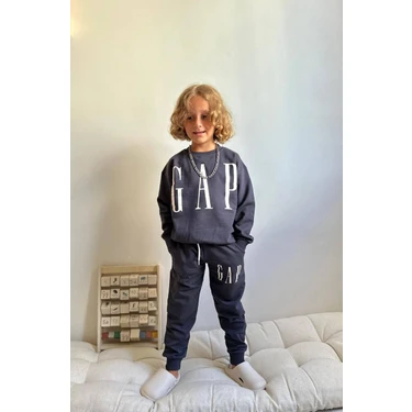 Sacro Kids Gap Baskılı Eşofman-Sweatshirt 3 Iplik Kışlık Erkek Çocuk