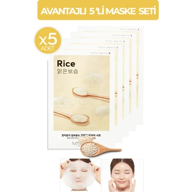 Mıssha Pirinç Özlü Aydınlatıcı ve Nemlendirici Yaprak Maske SETI(5X17G)AIRY Fit Sheet Mask