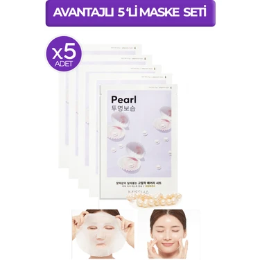 Avantajlı İnci Özlü Aydınlık Görünüm Sunan Yaprak Maske Seti (5ad) Airy Fit Sheet Mask