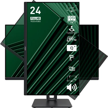 MSI Msı 23.8" Pro MP245PG 1920X1080 (Fhd) 16:9 Flat IPS 100HZ 1ms Adaptıve-Sync Pıvot