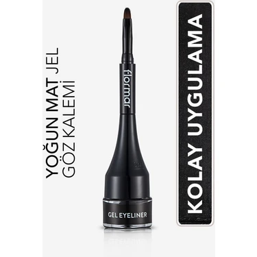 Flormar-Yoğun Jel Dokulu ve Yüksek Pigmentli Gel Eyeliner Mini Fırçalı Mat Eyeliner (001 Siyah)