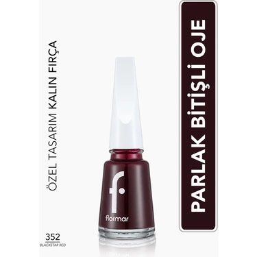 Nail Enamel Yoğun Renk Veren Uzun Süre Kalıcı Parlak Oje (352 Blackstar Red)