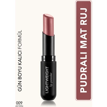 Flormar Lightweight Lip Powder Ultra Hafif Nemlendirici Stick Mat Ruj (009 Fall Rose)