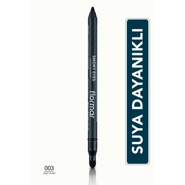 Flormar Smoky Eyes Suya Dayanıklı Koyu Yeşil Eyeliner 003 Derin Khaki Özellikli Makyaj Kalemi