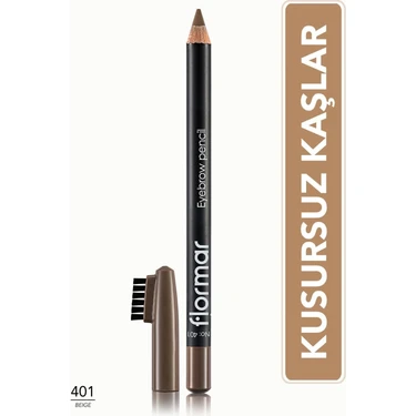 Flormar-Tarayıcı ve Dağıtıcı Fırça Kapaklı Eyebrow Pencil Kaş Kalemi (401 Açık Kahve)