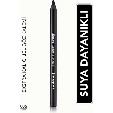 Flormar Kalıcı Jel Dokulu Suya Dayanıklı Göz Kalemi (Siyah) - Extreme Tattoo Gel Pencil - 006