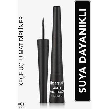 Flormar Matte Eyeliner 001 Black Suya Dayanıklı Keçe Uçlu Özellikleriyle Kolay
