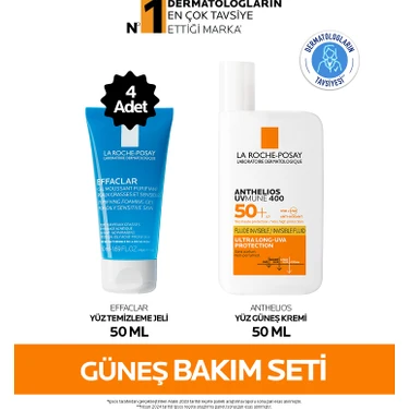 Güneş Bakım Seti: Effaclar Yüz Temizleme Jeli 50 ml&Antehlios Yüz Güneş