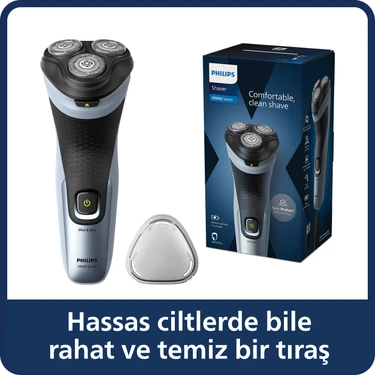 Philips 3000X Serisi Islak&Kuru Tıraş Makinesi, 3 Yönde Dönen Başlıklar, Hassas Düzeltici,