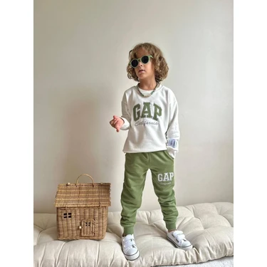 Sacro Kids  Gap Nakış Baskılı Eşofman-Sweatshirt 3 Iplik Kışlık Erkek Çocuk