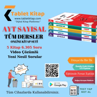 Tablet Kitap Ayt Sayısal Tüm Dersler Tamamı Video Çözümlü Online Kitap Seti 6.305