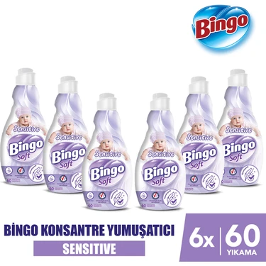 Bingo Soft Konsantre Çamaşır Yumuşatıcısı Sensitive 1440 ml X 6