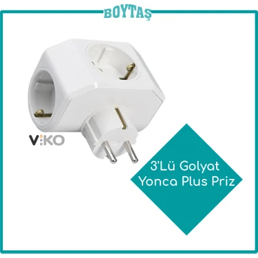 Viko 3'Lü Golyat Yonca Plus Priz (Topraklı) Beyaz Renkli Uzun Ömürlü Güvenli