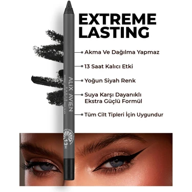 Alix Avien Suya Dayanıklı Siyah Göz Kalemi - Etki - Extreme Lasting Effect Eye Pencil