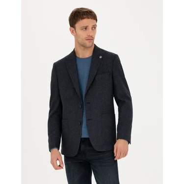 Pierre Cardin Erkek Lacivert Slim Fit Yün Karışımlı Ceket
