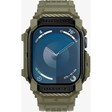 Spigen Apple Watch 46mm Seri 10 Kılıf & Kordon Kayış Rugged Armor Pro Vintage Khaki -