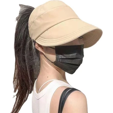 Valkyrie Geniş Vizör Güneş Koruyucu Kadın Şapka Maske Takma Düğmeli Tenis Spor Şapka