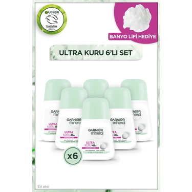 Garnier 6'lı Mineral Ultra Kuru Roll-On Deodorant Duş Lifi