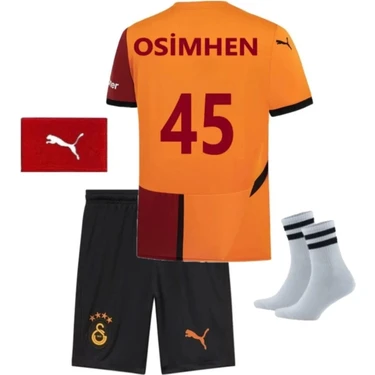 Yenteks Galatasaray Parçalı Victor Osimhen  Sarı-Kırmızı Iç Saha Çocuk Forma Takımı 4 Lü