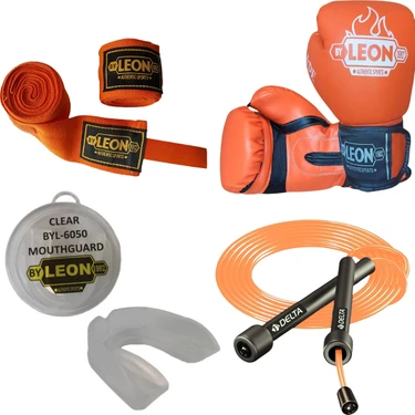 Leon Blade Training Boks, Kick Boks ve Muay Thai Eldiveni Atlama Ipi Dişlik ve Bandaj Seti 3,5